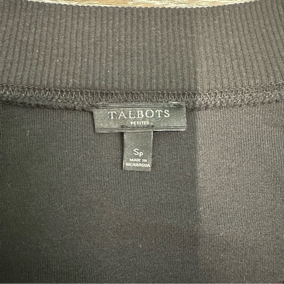 TALBOTS PETITES 3/4 SWEATSHIRT BLACK‎ BIG POCKETS CASUAL, ROUND NECK SIZE SMALL - Picture 8 of 9